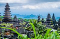 Roofs in Pura Besakih Temple in Bali Island, Indonesia.