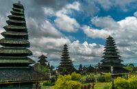 Roofs in Pura Besakih Temple in Bali Island, Indonesia.